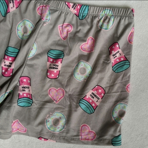 Pj Couture Love You A Latte Coffee PJ Set Sleeveless Top Shorts Aqua L NWT - Picture 7 of 9